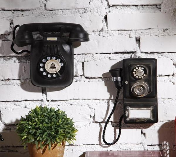 

pastoral vintage wallmounted telephone ornaments european style simple retro figurine craft home bar decoration accessories8865948, Brown
