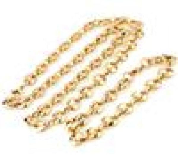 

gold plating necklacebracelet set fashion hip hop chains curb cuban long necklace diy chain charm punk style men women jewelry3970420, Silver