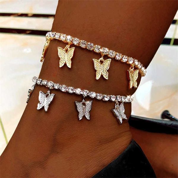 

new creative diamond butterfly pendant foot chain women's fashion accessories shining feet, Red;blue