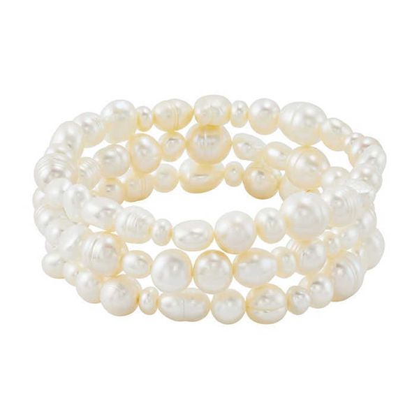 

womens essentials baroque by freshwater white pearl stretch bracelets set