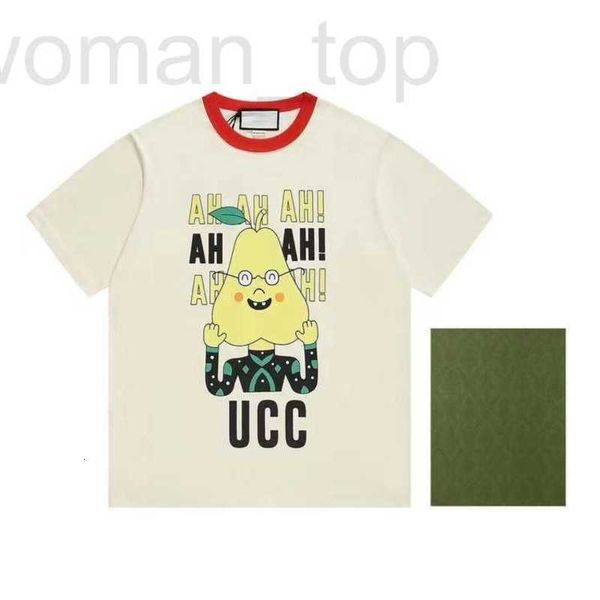 

women's t-shirt designer correct version 2023 summer new illustrator cartoon pear letter print t-shirt gu jia g 41q4, White