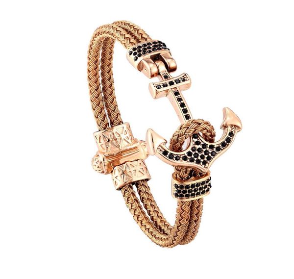 

2020 fashion atolyestone artillery anchor bangel made of silver wire braids stainless steel magnestic clasp bracelet bangle men je5348748, Black