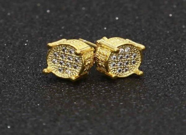 

designer earrings luxur jewelry fashion women mens earrings hip hop diamond stud earings iced out bling cz rock punk round wedding7988829, Golden;silver
