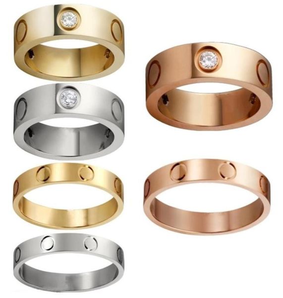 

titanium steel love ring women men promise silver gold wedding rings for lovers couple jewelry with dust bag3767740