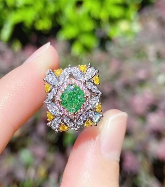 

charm colorful lab diamond cz ring 925 sterling silver engagement wedding band rings for women bridal party jewelry3847568, Slivery;golden