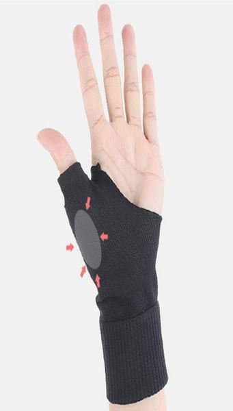 

1 pair thumb support splint soft breathable hand wrist brace sports protective sweat wristband pain relief therapeutic gloves6576534, Black;red