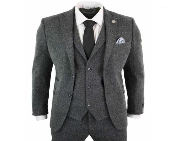 

men039s suits blazers suit 3 pics herringbone dark grey lapel wool tweed slim fit for formal wedding groom clothing blazer vest8110869, White;black