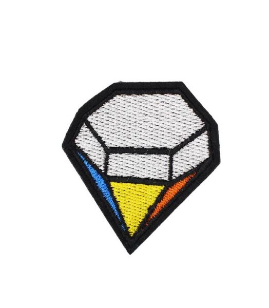 

10pcs multicolor diamond badge patches for clothing bags iron on transfer applique patch for jacket jeans sew on embroidery badge 5651561, Black