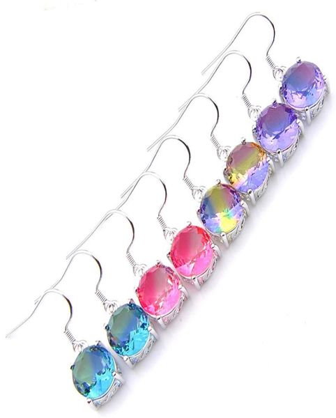 

unique charm fashion earring 4 pairs luckyshine 925 silver bicolor tourmaline women holiday party gift dangle earrings new7305133