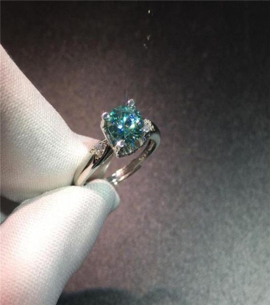 

round cow head blue diamond test passed moissanite ring silver 925 sapphire jewelry female engagement gift56273937682671, Slivery;golden