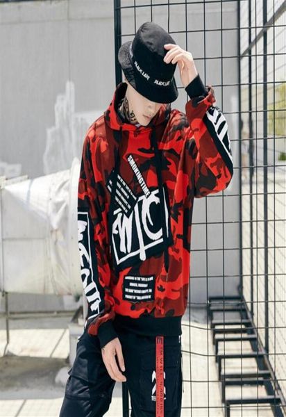 

fashion camouflage patch hoodies mens autmn designs camo printed sleeve pullover sweatshirts male hip hop loose streetwear28477600293, Black