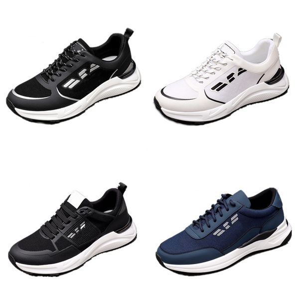 

men designer high casual shoes fashionable low cut breathable upper mesh for running luxury soft calfskin sneaker, Black