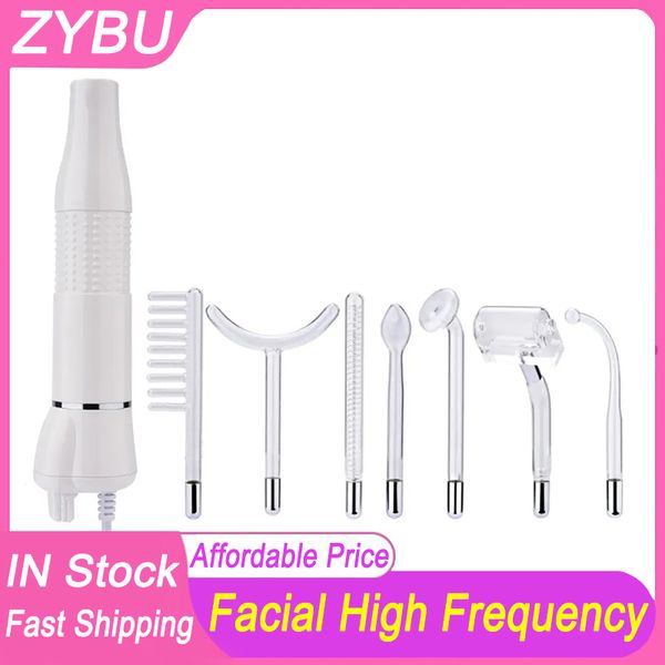 

portable beauty infrared device high frequency facial machine skin spot acne remover skin rejuvenation electrotherapy 7 electrodes glass tub