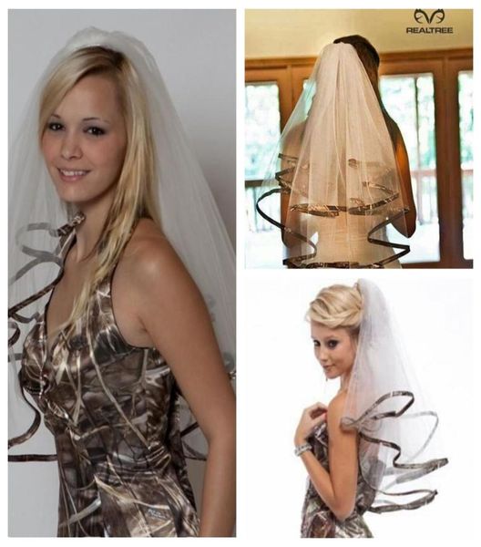 

vintage custom camo satin edge veil elbow customized with comb camouflage for wedding accessories veil country wedding veil f1936157, Black