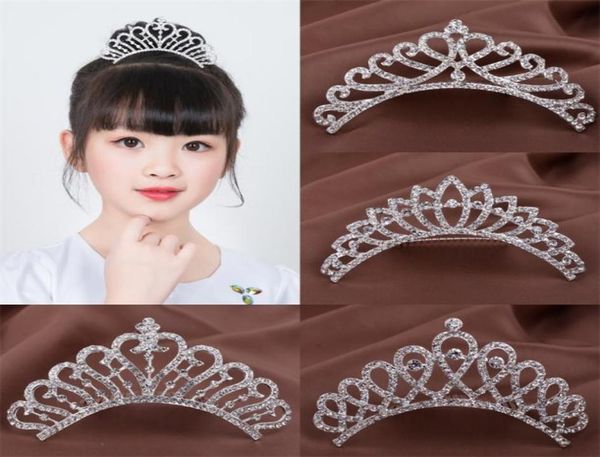 

wedding crystal crown comb pearl sticks prom headband kids party events clear rhinestone tiaras sliver hair jewelry christmas gift8212181, Slivery;white