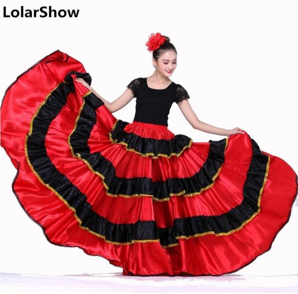 

spanish dance costumes for women flamenco dance skirt belly danceskirt spanish clothing flamenco dress and skirt4224382, Black;red
