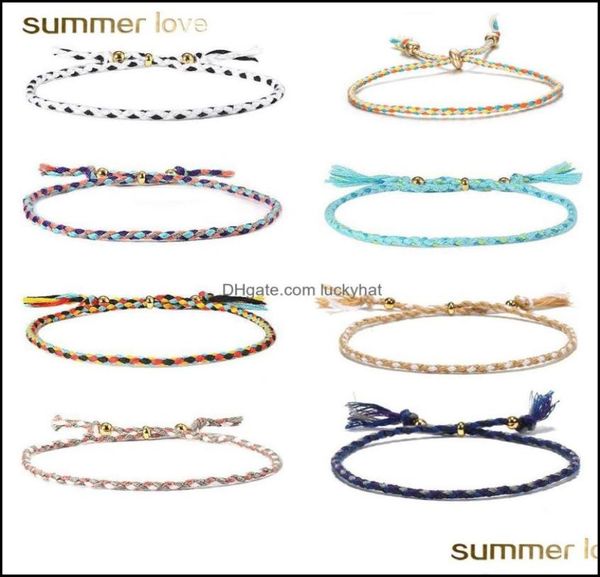 

charm bracelets jewelry handmade woven braided rope friendship bracelet with card beach bohemian polyester thread weave string for9842164, Golden;silver