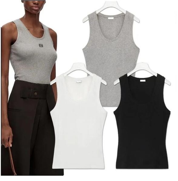 

women cropped t shirts tank anagram regular cropped cotton jersey camis female femme knits tees designer embroidery knitted sport breathable, White