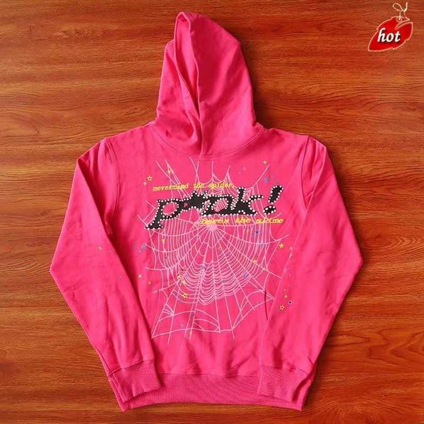 

designer pullover pink sp5der young thug 555555 hoodies senior classic leisure multicolor autumn winter men shoe printing spider web coatob1, Black
