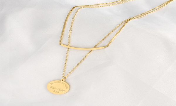 

fashion jewelry necklaces for women no need to take off and wear titanium steel double-layer necklace in bath clavicle chain9881777, Silver