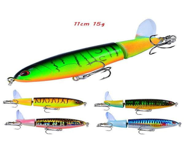 

11cm 15g pencil fish hook hard baits lures 6 treble hooks fishhooks 8 colors mixed propeller plastic fishing gear 8 pieces lo2302091