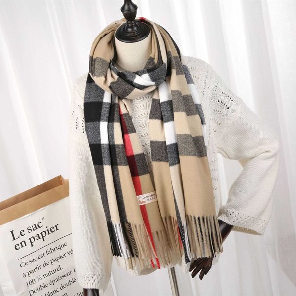

casual brand b urbbery scarf online shop 2023 new autumn british style imitation cashmere barbed plaid scarf shawl thick comfortable warm 25, Blue;gray
