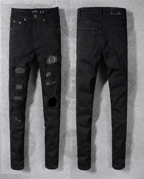 

21ss mens womens designers jeans distressed ripped biker slim straight denim for men s print army fashion mans skinny pant2377141, Blue