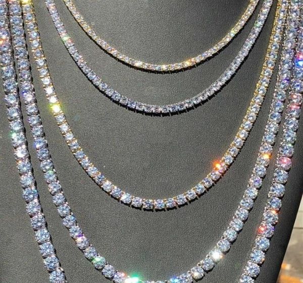 

hiphop 18k gold iced out diamond chain necklace cz tennis necklace for men and women249q8659647, Silver