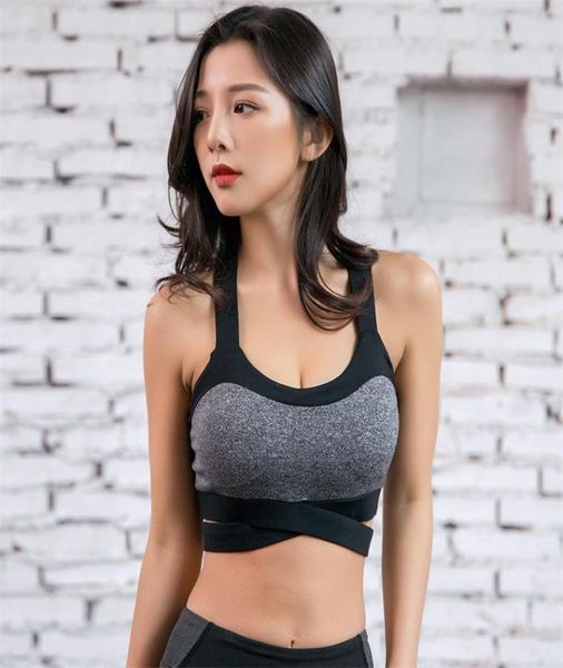 

women yoga sport mesh bra women shockproof cross strap sports bras breathable athletic fitness running gym vest sports8303394, White;black
