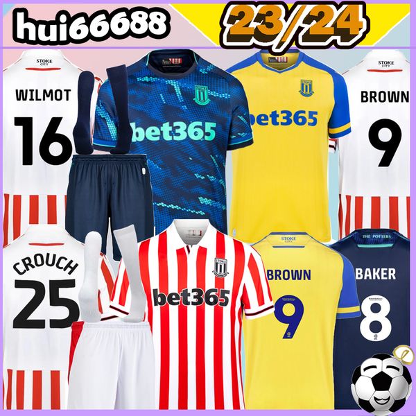 

23/24 stoke city soccer jerseys home away clucas mikel fletcher smith powell brown wilmot gayle jagielka wilmot powell laurent 2023 2024 men, Black;yellow