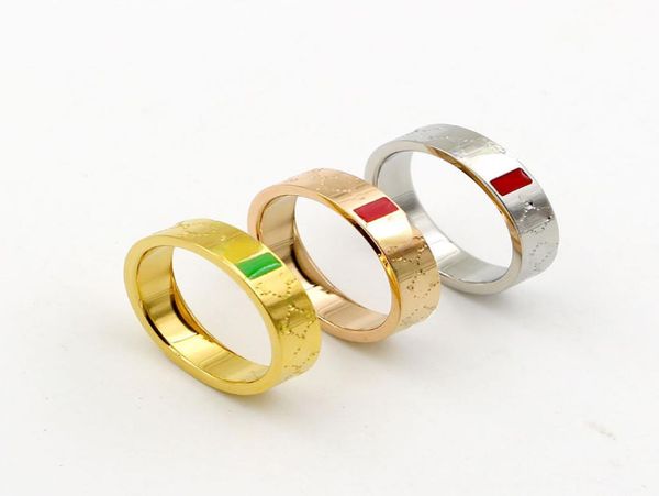 

fashion style band rings lady titanium steel red green enamel carving plaid engagement narrow and wide rings 3 color size 598911719, Silver