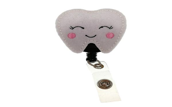 

20pcstooth shape dental health retractable medical felt badge holder nurse badge reel6020350, Gray