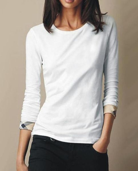 

2021 brand new women039s shirts slim cotton 100 women tshirt longsleeved for female thin white pure woman t shirt62227744424295