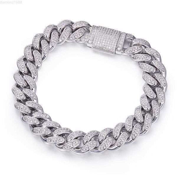 

women men s925 silver d vvs moissanite diamond iced out cuban link chain 6mm 8mm 10mm 12mm 14mm 7 to 26 inches bracelet necklace
