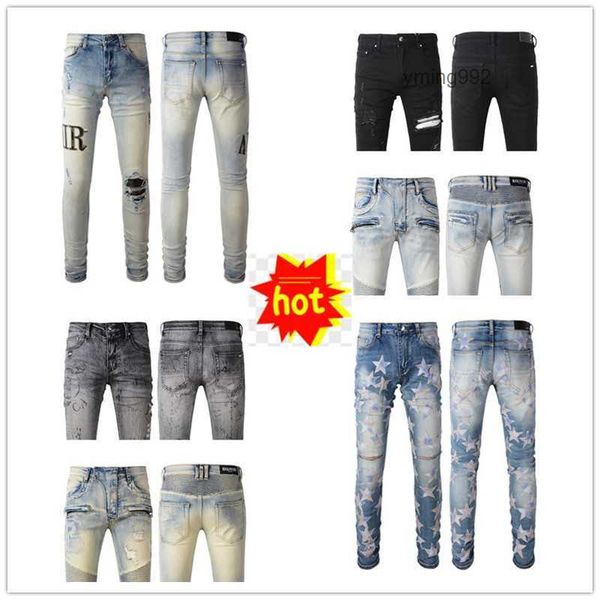 

2023 new arrivals amirly mens luxury designer denim jeans holes trousers jean coolguy biker pants man clothing #048, Blue