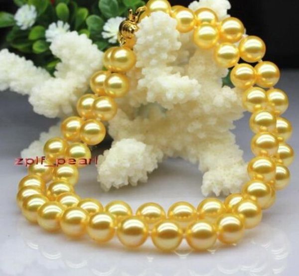 

fast new real fine pearl jewelry 19quot910mm natural real round south sea golden pearls necklace 14k yg1493847, Black