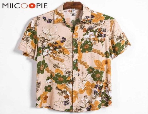 

men039s casual shirts summer men shirt short sleeve style buttonup mens printed clothes retro male beach floral blouse mxxxl1597223754363, White;black