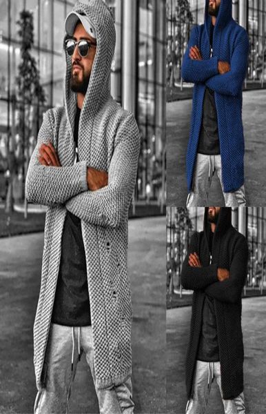 

mens sweaters knitted hooded cardigan sweaters long sleeved solid color fashion cardigan men jacket coat s5xl8204404, White;black