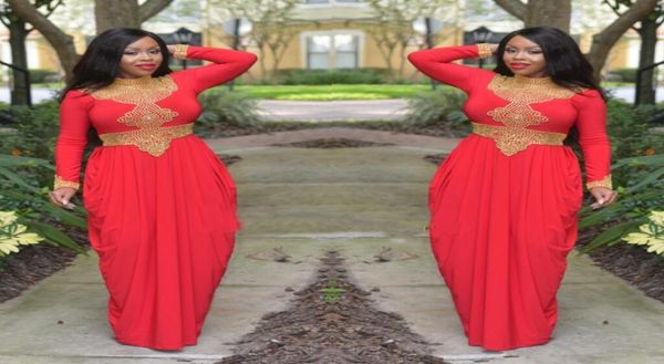 

morrocan kftan red and gold beads turkish dubai abaya evening dress high neck long sleeve african style muslim prom formal gowns6945934, Black;red