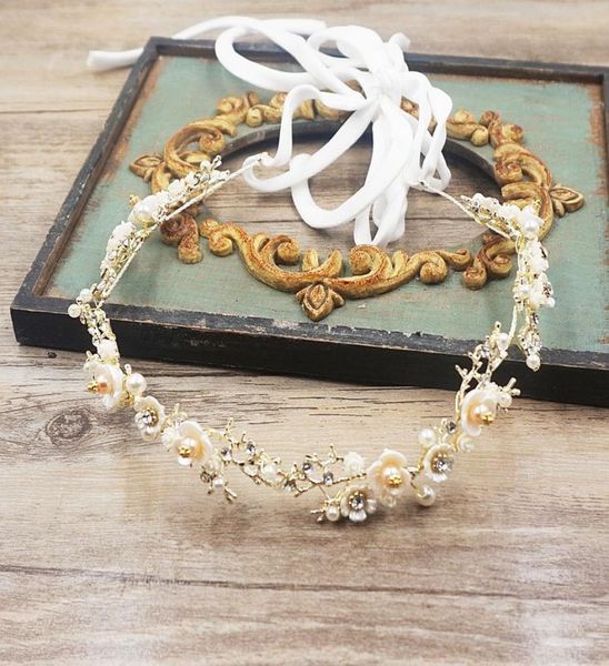 

gorgeous bridal tiara gold crown little pink shell pearl flower korean hairband bling wedding bridal hair accessories s51332913619, Silver