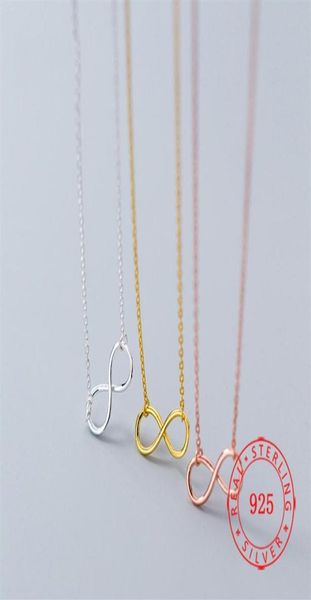 

real 925 sterling silver eternity love symbol pendant necklace rose gold plated infinite forever infinity women necklaces290j7459906