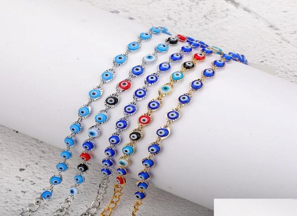 

charm bracelets crystal bead bracelet bangles enamel gold evil blue eye bracelets for women lucky turkish eyes jewelry gifts drop 2612049, Golden;silver