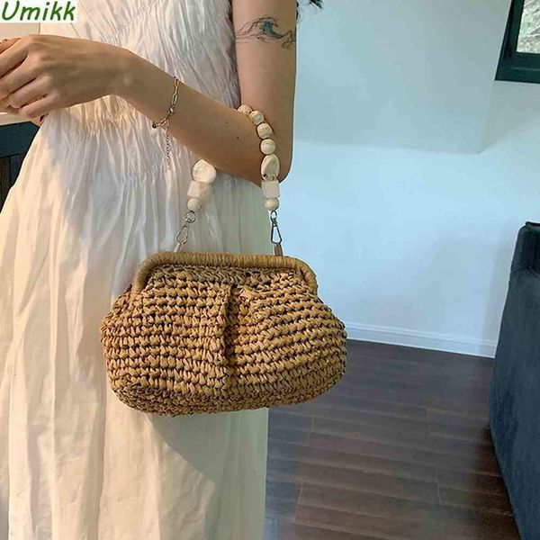 

evening bags summer woven shoulder bag fashionable dinner highcapacity wear resistance styling decoration chain luxury shell 230804