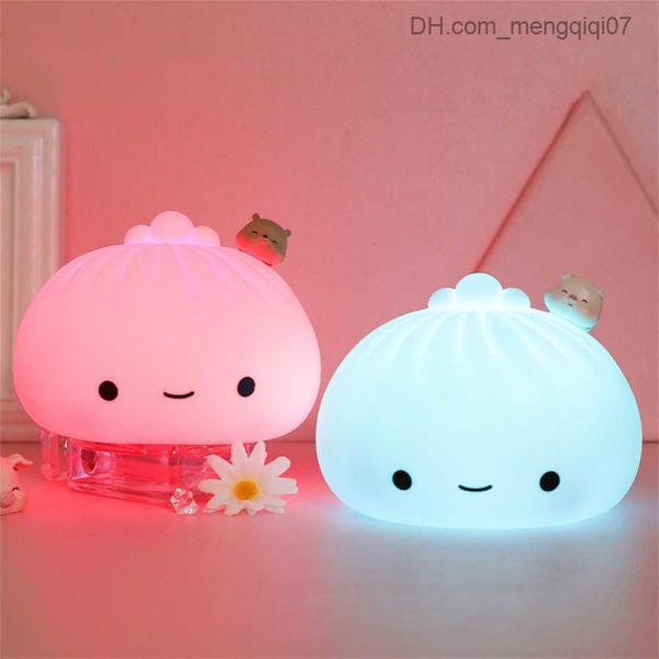 

lamps shades lights led chlidren light cute bun dumpling cartoon soft silicone night for baby kids bedroom bedside lamp christmas gifts aa23