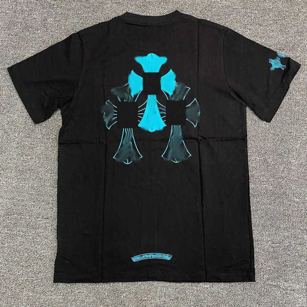 

luxury classics men's t shirts brand ch t-shirts designers men women tees fashion horseshoe sanskrit cross print cotton tshirts casual, White;black
