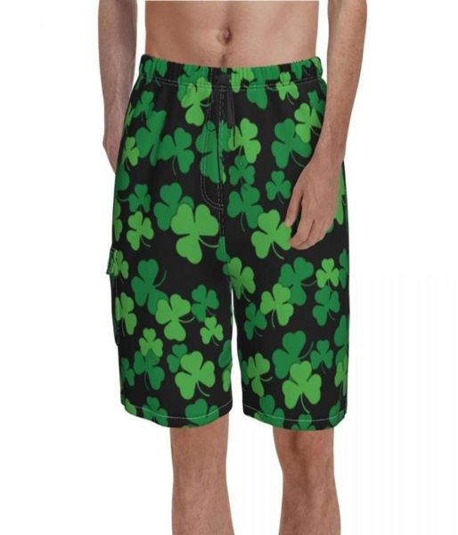 

men039s shorts st patricks day irish board shamrocks print custom beach short pants man elastic waist classic swimming trunks 25206658, White;black