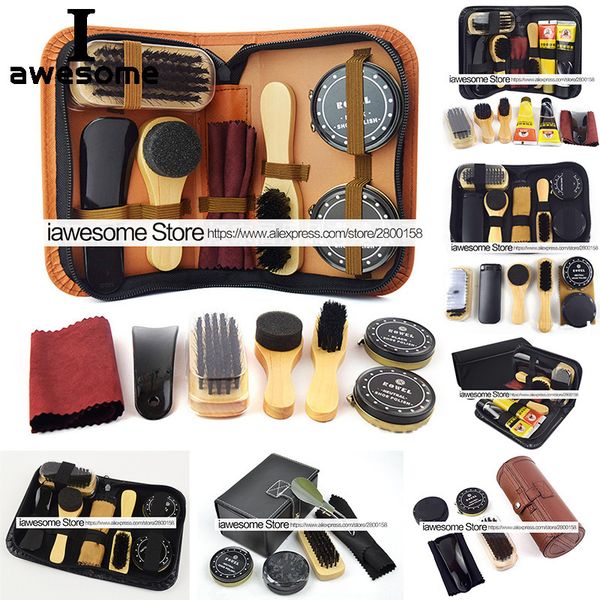 

shoe parts accessories professional shoes care kit portable for boots sneakers cleaning set polish brush horn shine polishing tool leather 2, White;pink