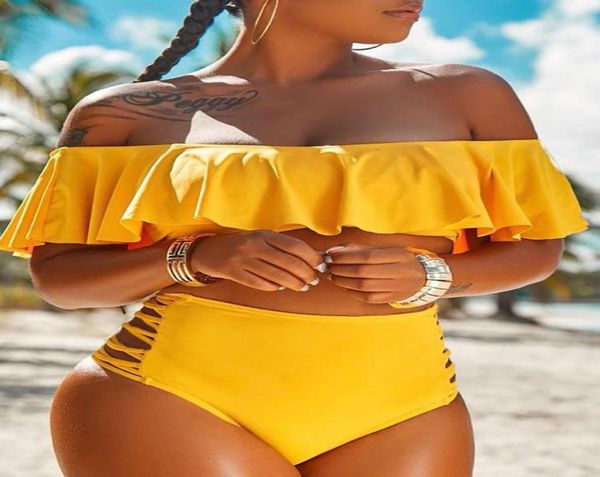 

women fashion bikini sets swimwear hollow out bandage swimsuit high waist brazilian biquini maillot de bain8254207, White;black