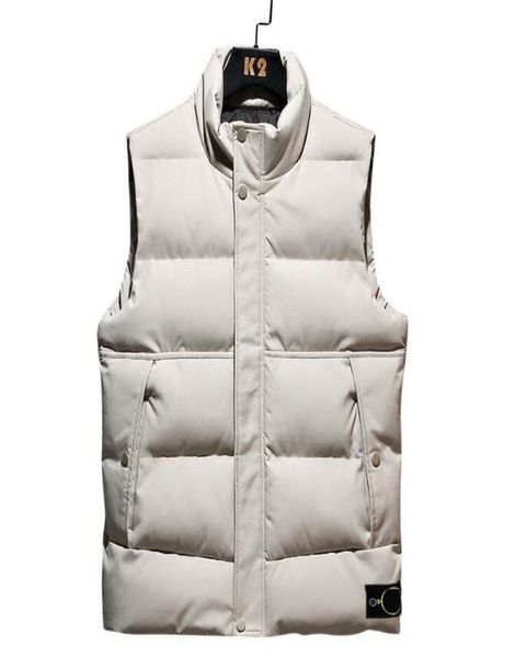 

winter vest thickened thermal cotton jacket fashion design brand sleeveless cotton jacket hem badge stand collar vest large size6155572, Black;white