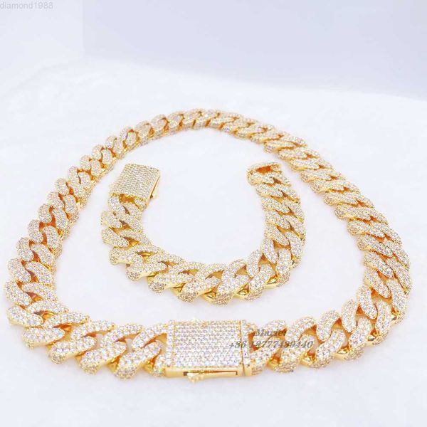 

hiphop jewelry 18mm custom cuban link chain jewelry necklace moissanite cuban link chain jewelry suit, Silver